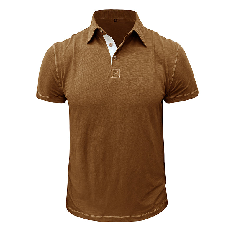 Men's Polo Shirt made of Soft Cotton – Matteo-Brown-S-Nora Luxe