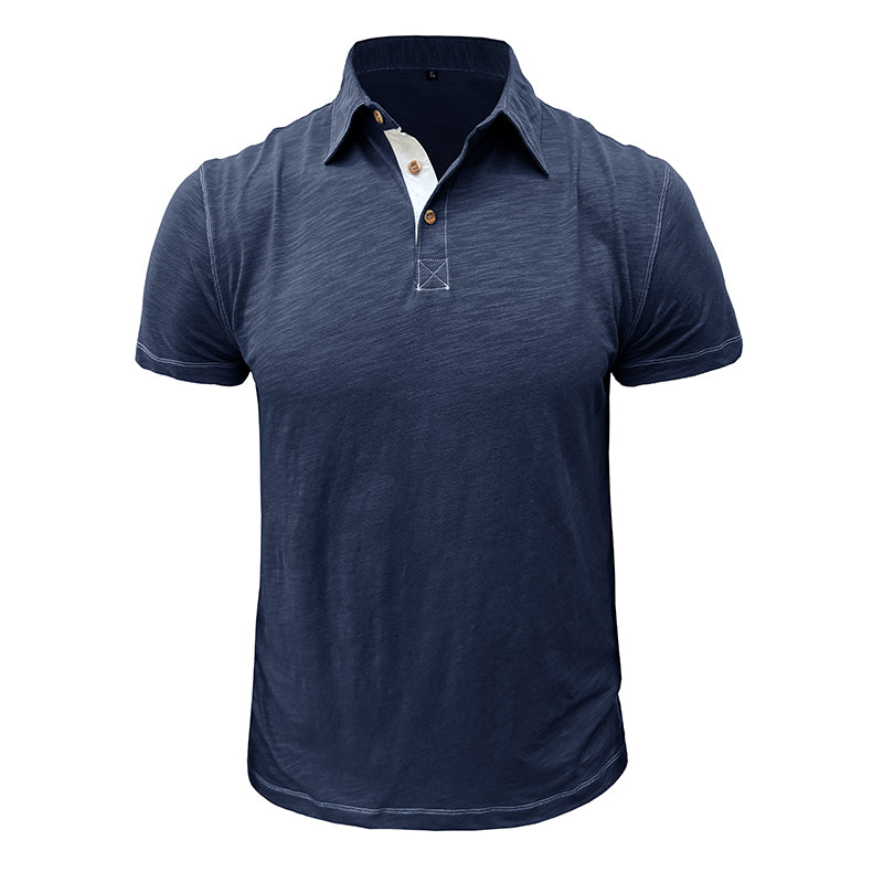 Men's Polo Shirt made of Soft Cotton – Matteo-Dark blue-S-Nora Luxe