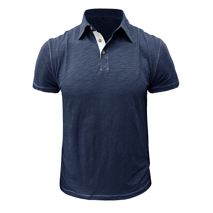 Men's Polo Shirt made of Soft Cotton – Matteo-Dark blue-S-Nora Luxe