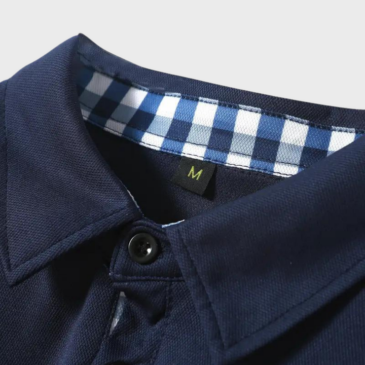 Men's Polo Shirt with Long Sleeves - Oliver-Black-S-Nora Luxe