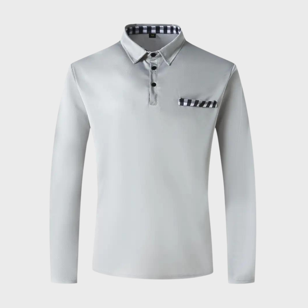 Men's Polo Shirt with Long Sleeves - Oliver-Black-S-Nora Luxe