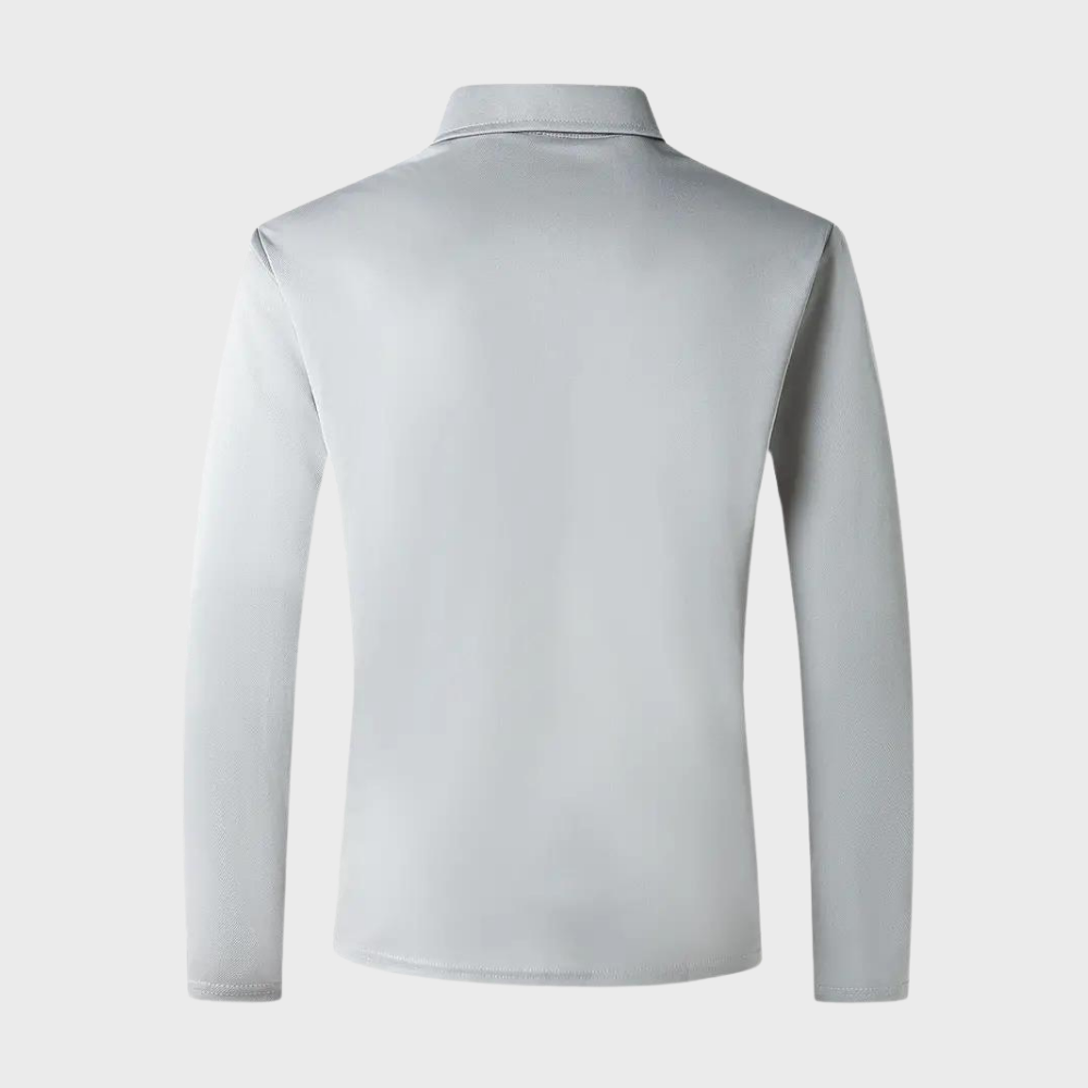 Men's Polo Shirt with Long Sleeves - Oliver-Black-S-Nora Luxe