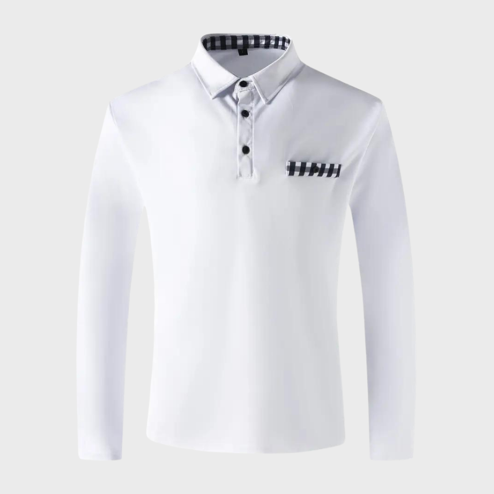 Men's Polo Shirt with Long Sleeves - Oliver-Black-S-Nora Luxe