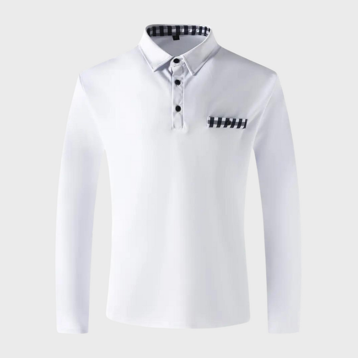 Men's Polo Shirt with Long Sleeves - Oliver-Black-S-Nora Luxe