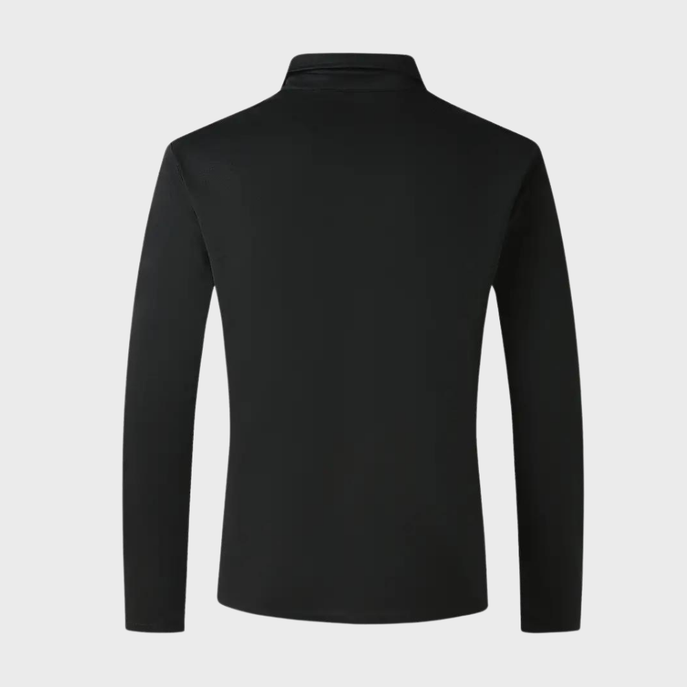 Men's Polo Shirt with Long Sleeves - Oliver-Black-S-Nora Luxe
