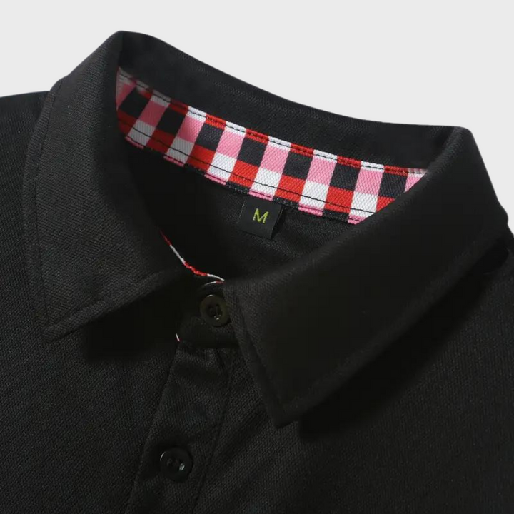 Men's Polo Shirt with Long Sleeves - Oliver-Black-S-Nora Luxe