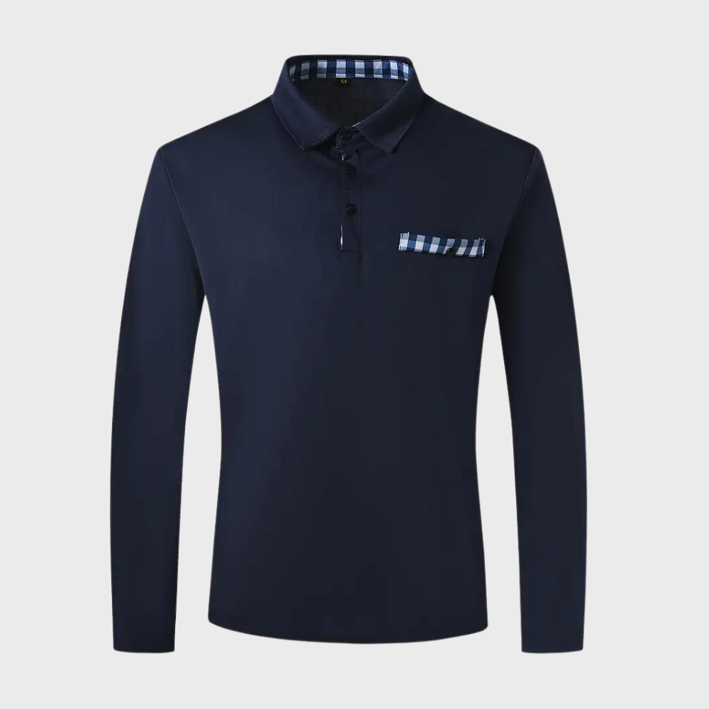 Men's Polo Shirt with Long Sleeves - Oliver-Black-S-Nora Luxe