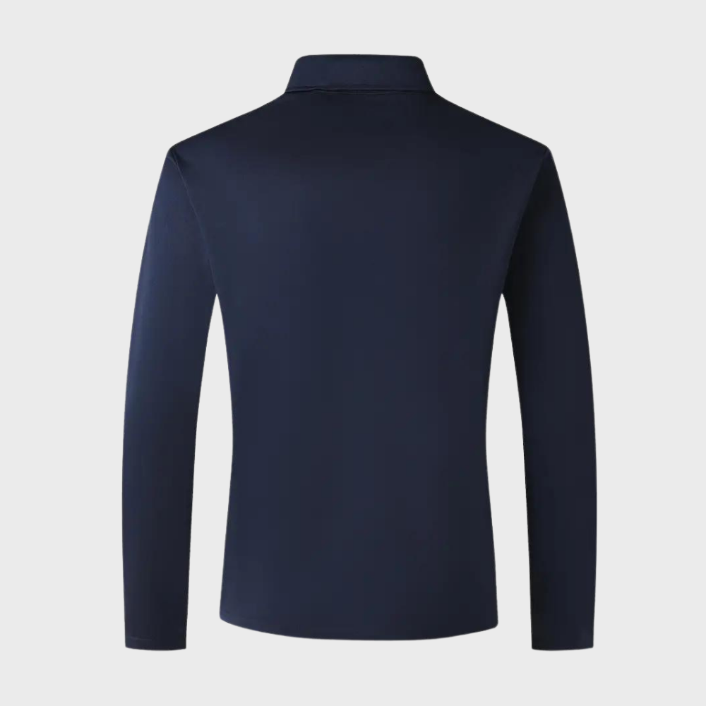 Men's Polo Shirt with Long Sleeves - Oliver-Black-S-Nora Luxe