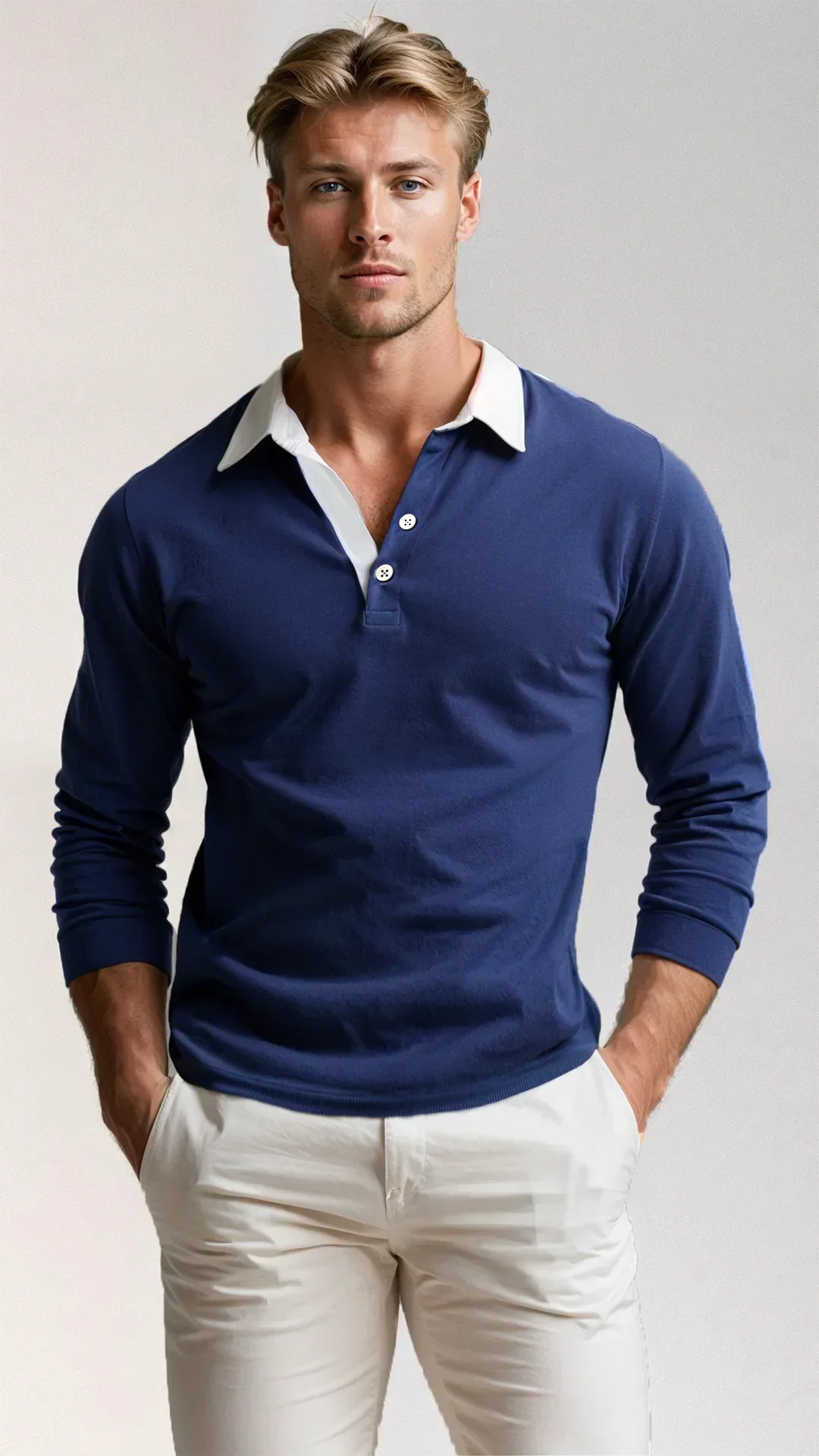 Men's Polo Sweater – Lorenzo-Dark blue-S-Nora Luxe