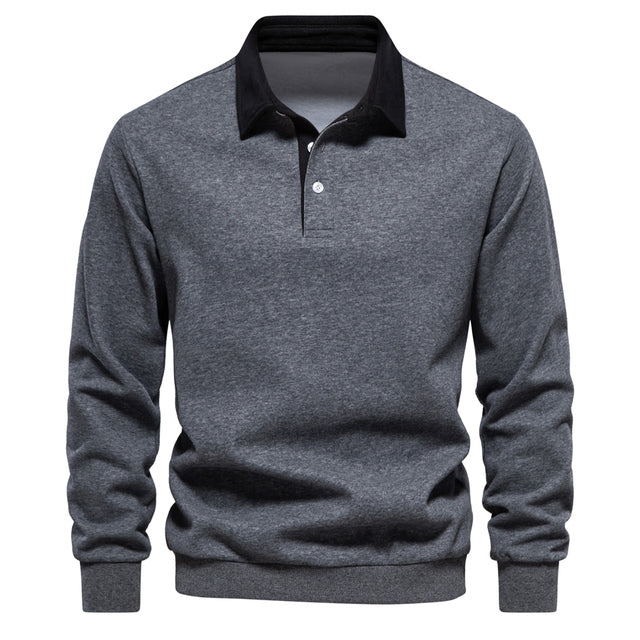 Men's Polo Sweater – Lorenzo-Dark gray-S-Nora Luxe