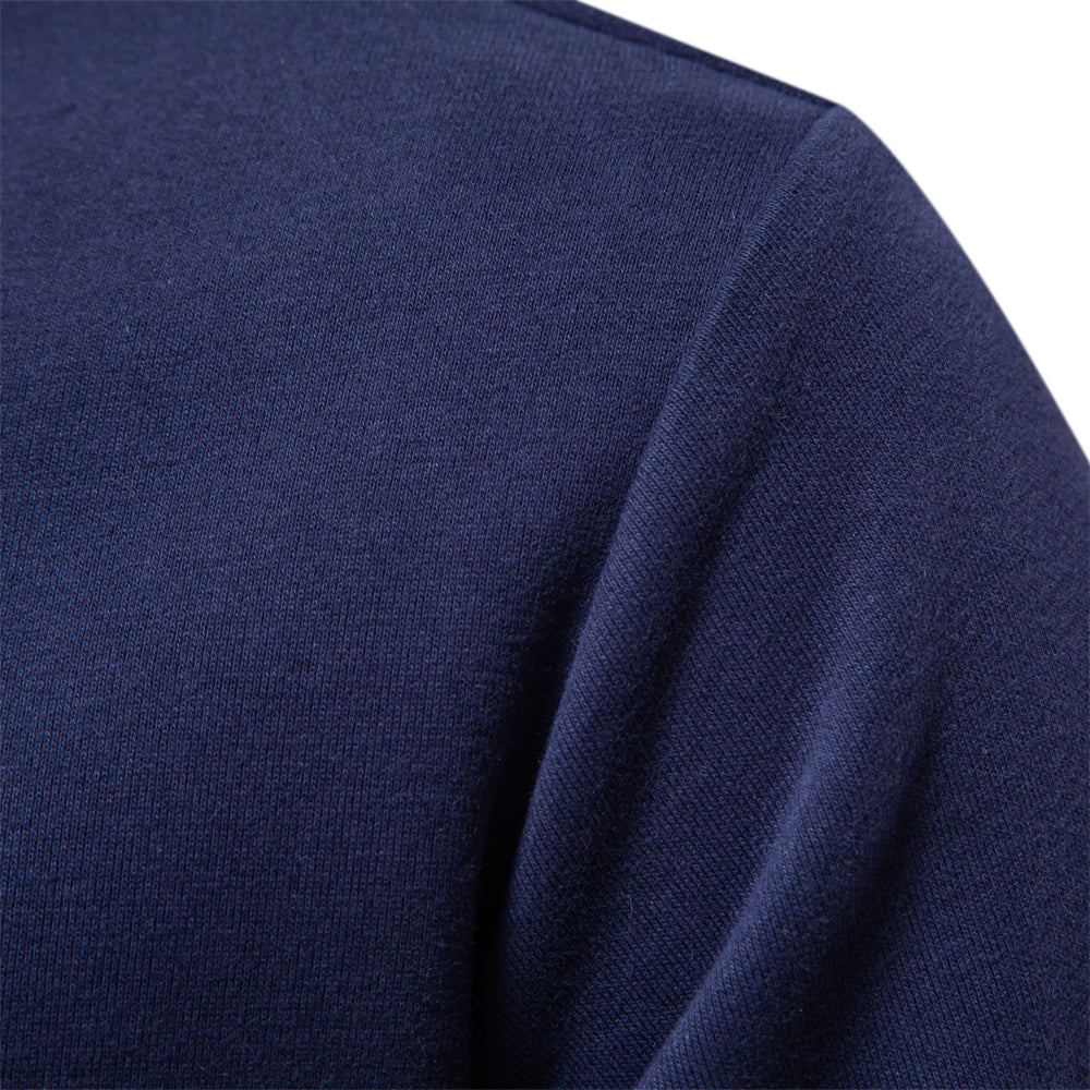 Men's Polo Sweater with Long Sleeves - Rafael-Dark Blue-S-Nora Luxe