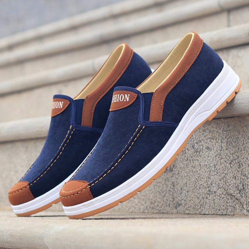 Men's Slip-On Canvas Shoes – Matteo-Blue-5.5-Nora Luxe