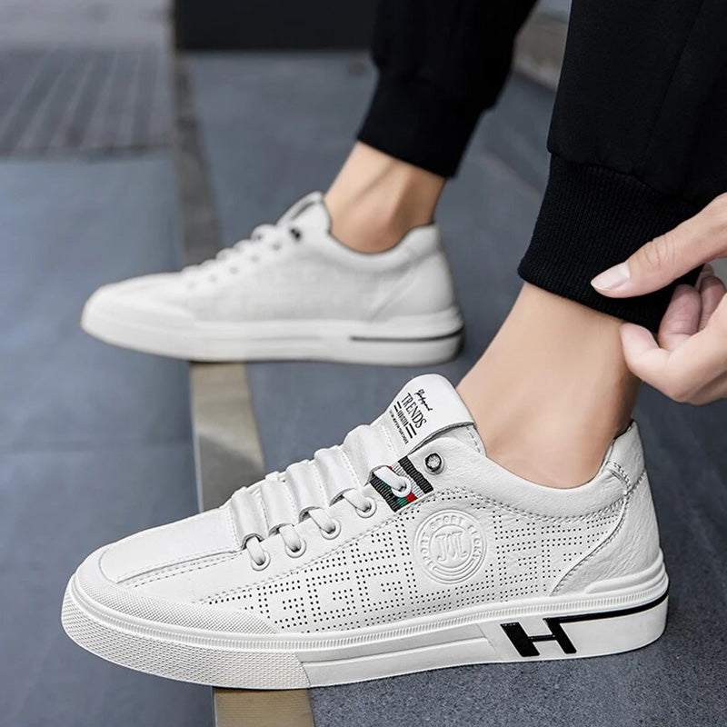 Men's sneakers made of perforated leather with a lightweight design – Ethan-White-6-Nora Luxe