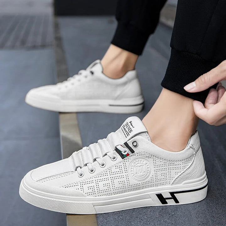 Men's sneakers made of perforated leather with a lightweight design – Ethan-White-6-Nora Luxe