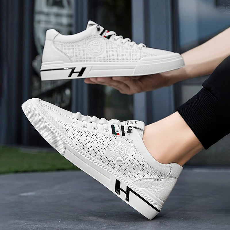Men's sneakers made of perforated leather with a lightweight design – Ethan-White-6-Nora Luxe