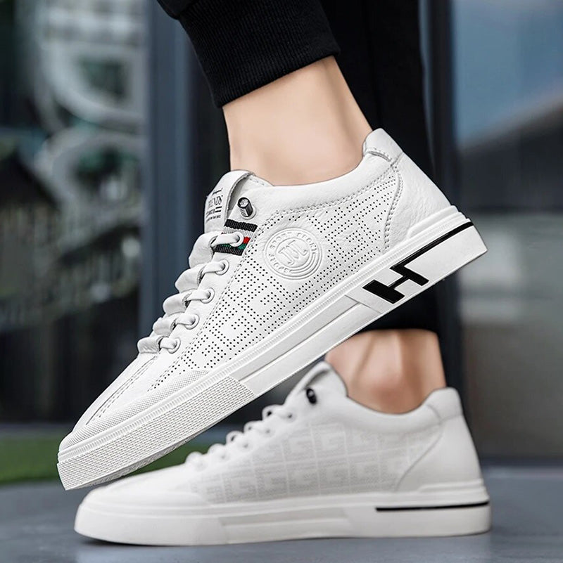 Men's sneakers made of perforated leather with a lightweight design – Ethan-White-6-Nora Luxe