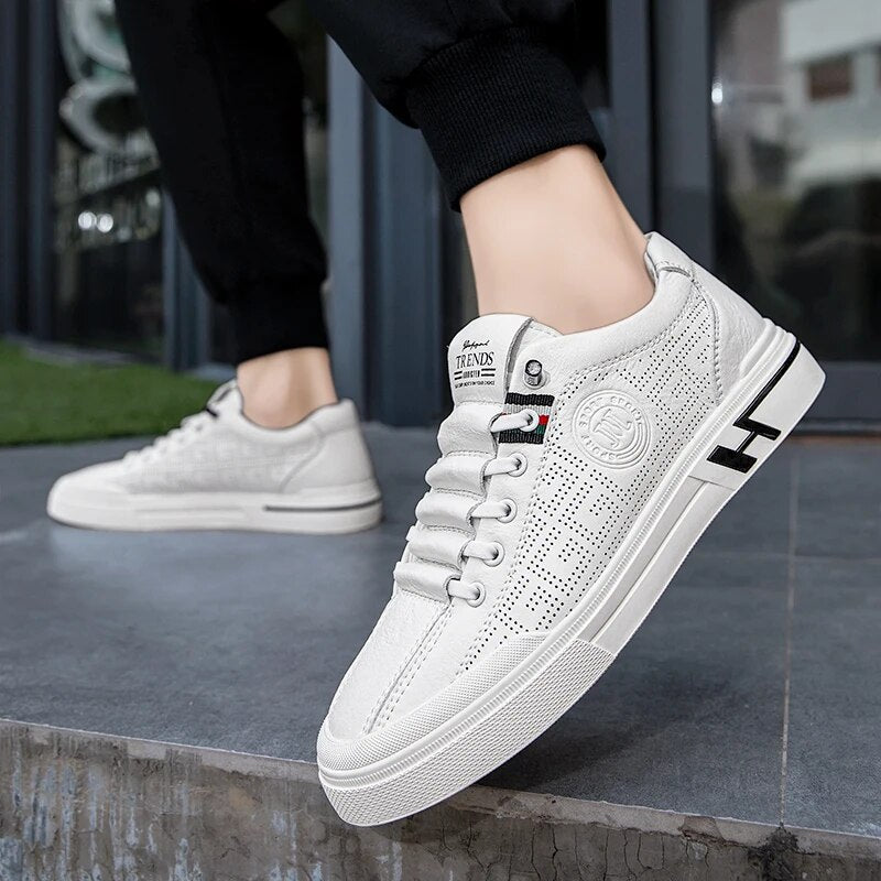 Men's sneakers made of perforated leather with a lightweight design – Ethan-White-6-Nora Luxe