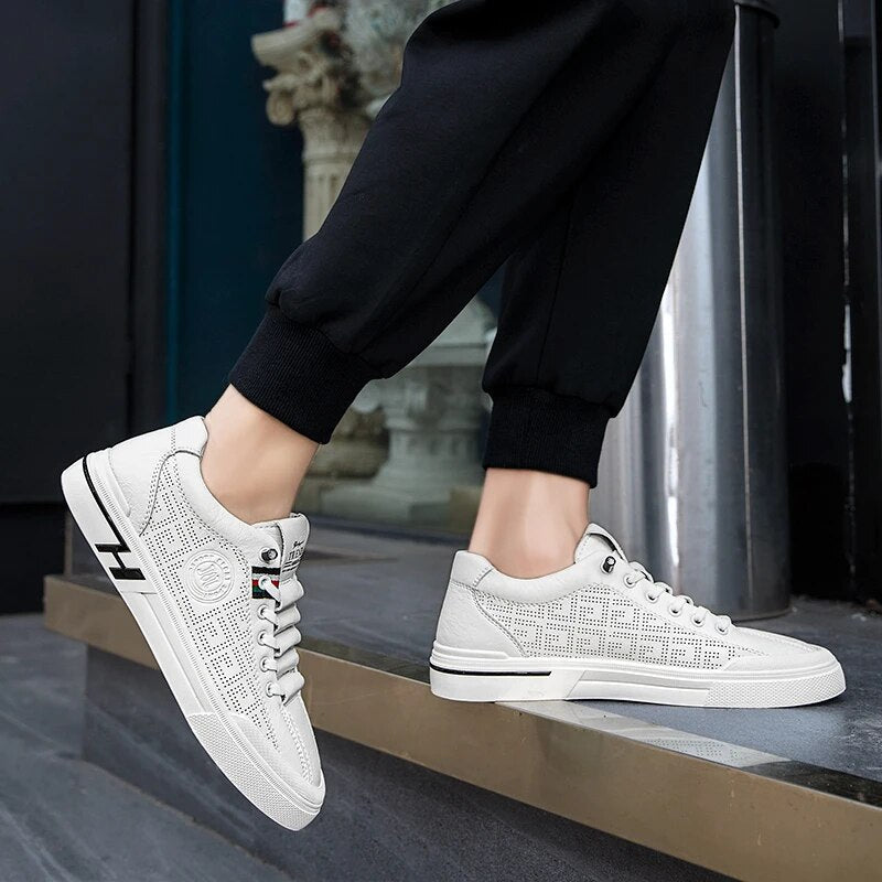 Men's sneakers made of perforated leather with a lightweight design – Ethan-White-6-Nora Luxe