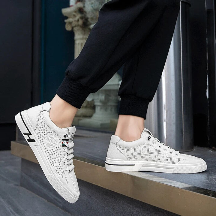 Men's sneakers made of perforated leather with a lightweight design – Ethan-White-6-Nora Luxe