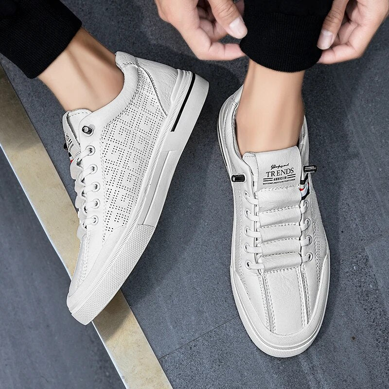 Men's sneakers made of perforated leather with a lightweight design – Ethan-White-6-Nora Luxe