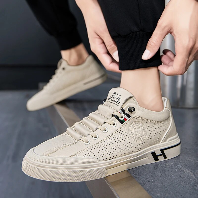 Men's sneakers made of perforated leather with a lightweight design – Ethan-White-6-Nora Luxe