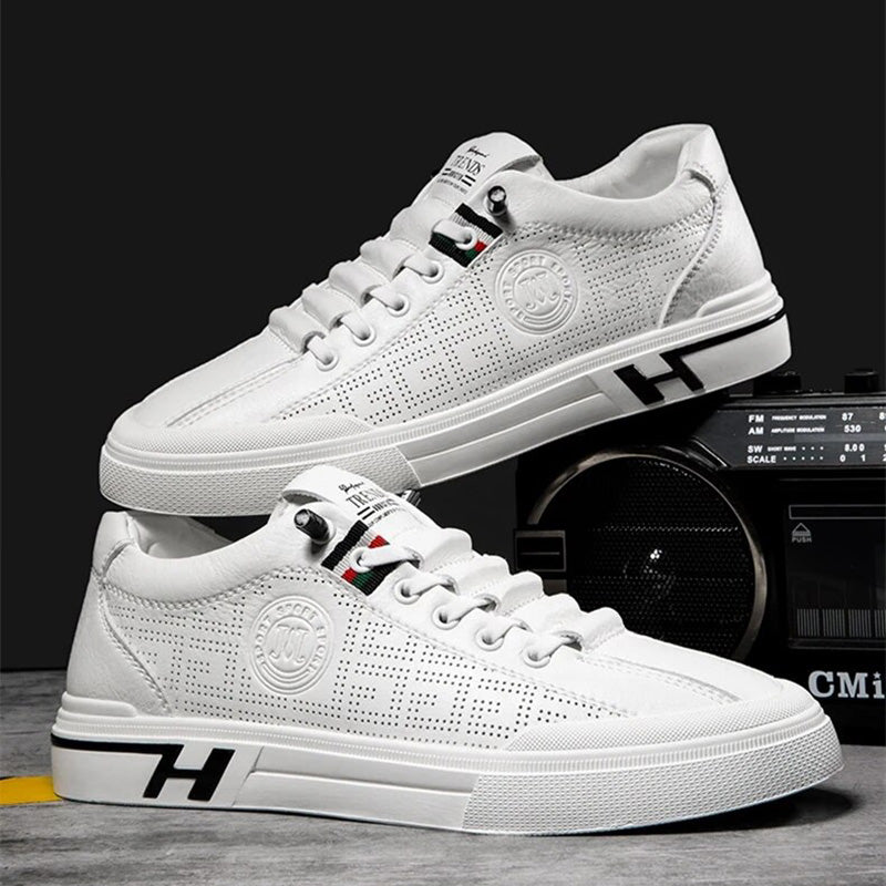 Men's sneakers made of perforated leather with a lightweight design – Ethan-White-6-Nora Luxe
