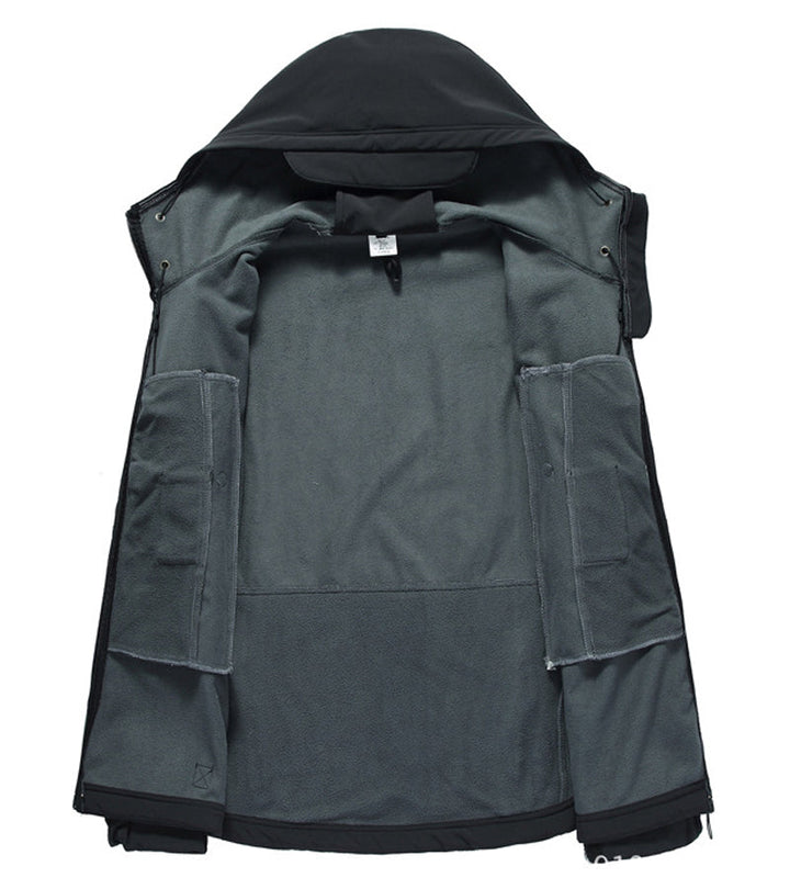 Men's Softshell Jacket with Hoodie - Titan-Black-S-Nora Luxe