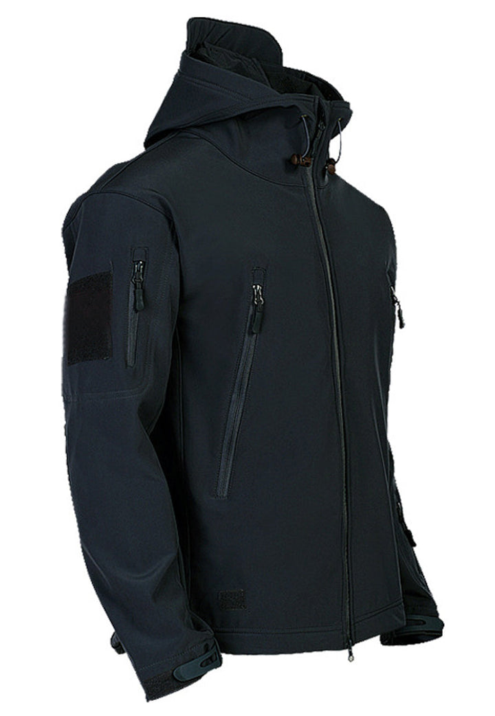 Men's Softshell Jacket with Hoodie - Titan-Black-S-Nora Luxe