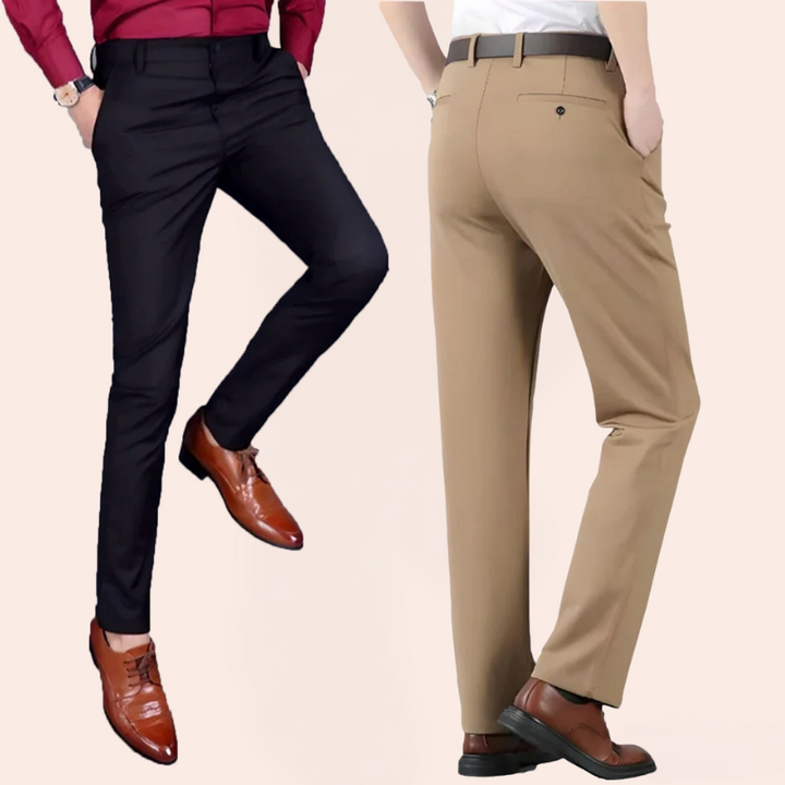 Men's Stretch Trousers - Leo-Black-29-Nora Luxe