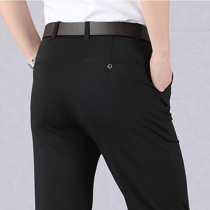Men's Stretch Trousers - Leo-Black-29-Nora Luxe
