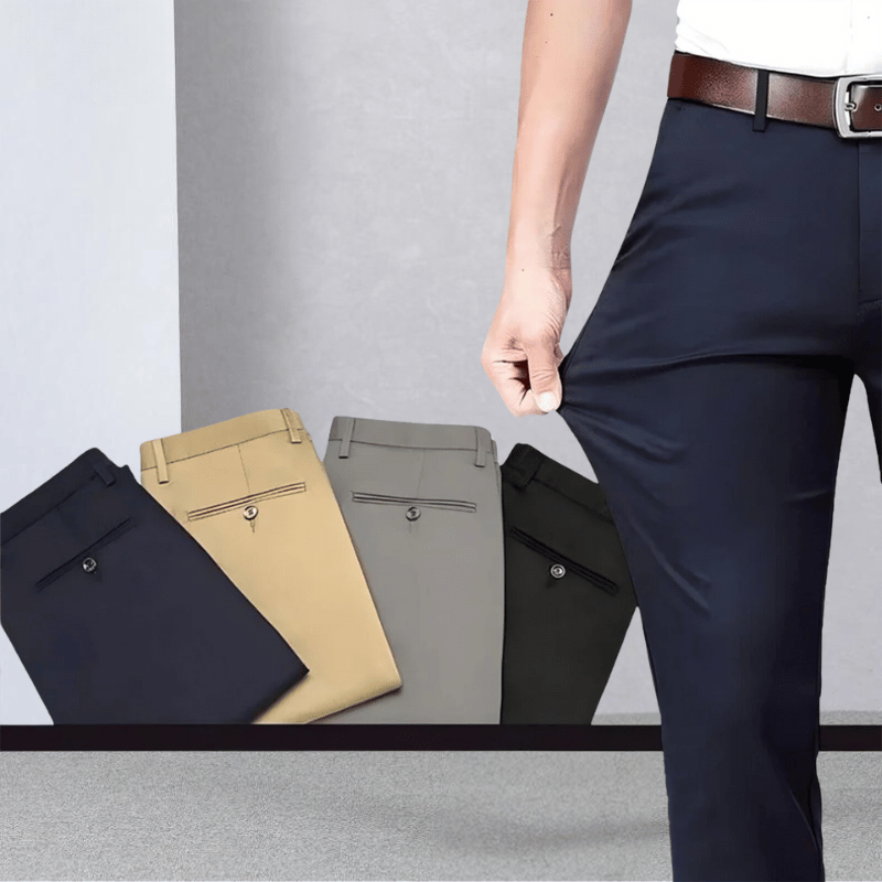 Men's Stretch Trousers - Leo-Black-29-Nora Luxe