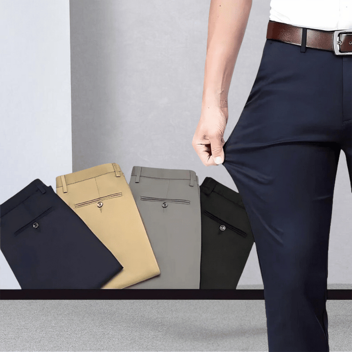 Men's Stretch Trousers - Leo-Black-29-Nora Luxe