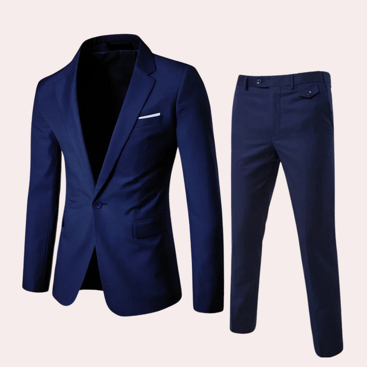 Men's Suit with Blazer and Trousers - Alexander-Dark blue-S-Nora Luxe