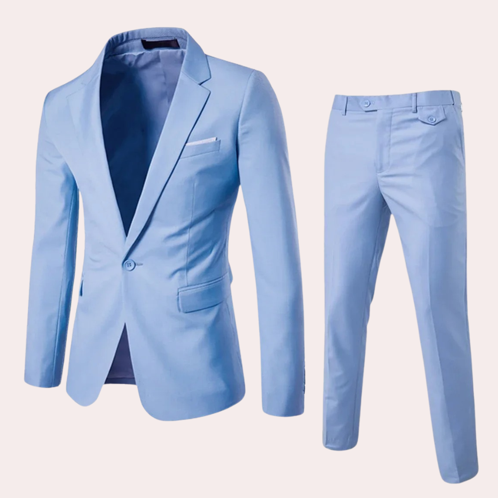 Men's Suit with Blazer and Trousers - Alexander-Light blue-S-Nora Luxe