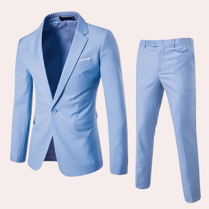 Men's Suit with Blazer and Trousers - Alexander-Light blue-S-Nora Luxe