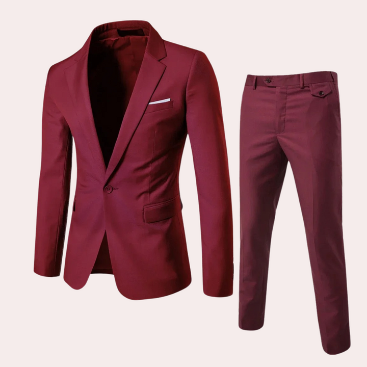 Men's Suit with Blazer and Trousers - Alexander-Red-S-Nora Luxe