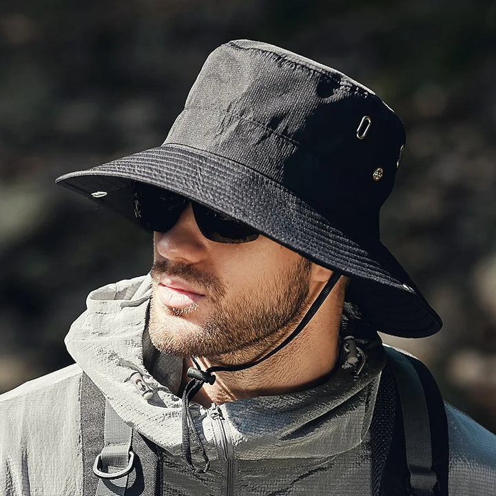 Men's Summer Fishing Hat with UV Protection – Bram-Black-State of Style