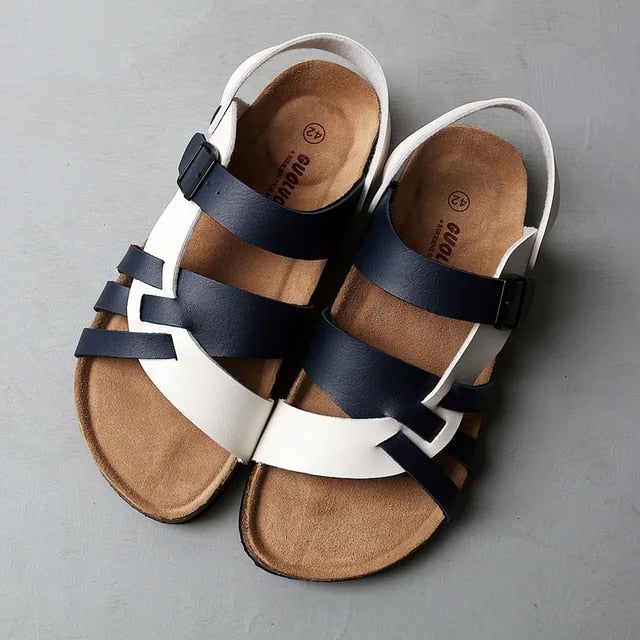Men's summer sandals with ergonomic footbed – Milton-Black and white-4.5-The Livary