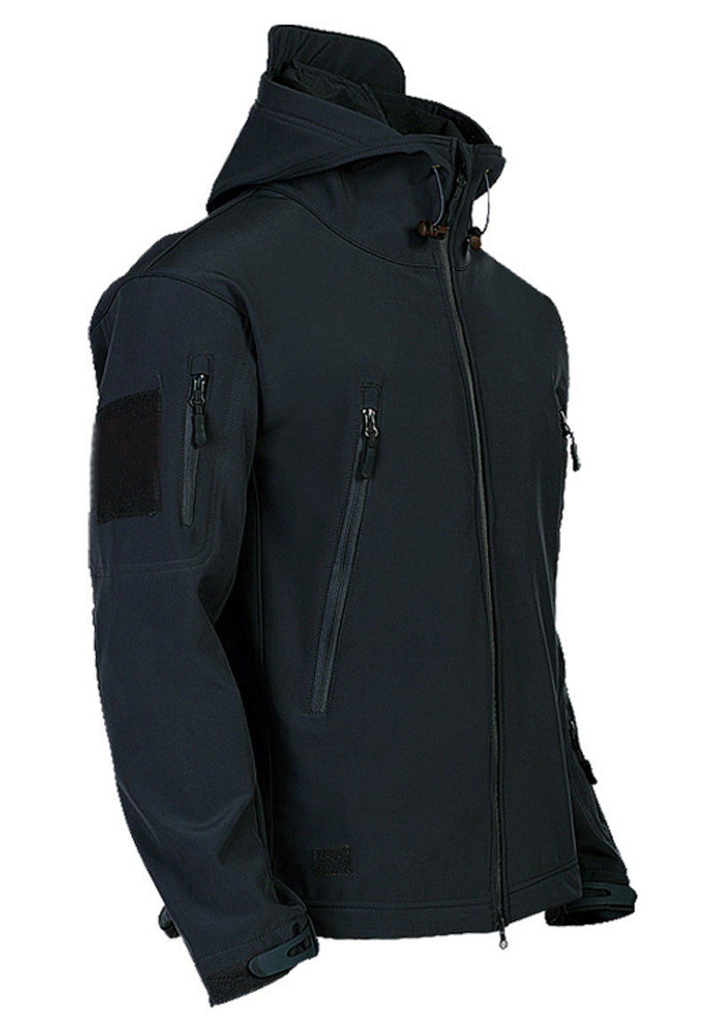 Men's Tactical Waterproof Windproof Softshell Jacket with Hood - Kai-Black-S-Nora Luxe