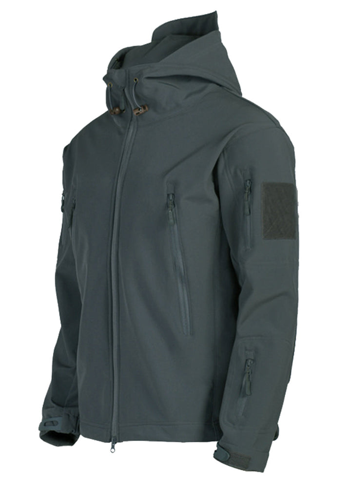 Men's Tactical Waterproof Windproof Softshell Jacket with Hood - Kai-Black-S-Nora Luxe