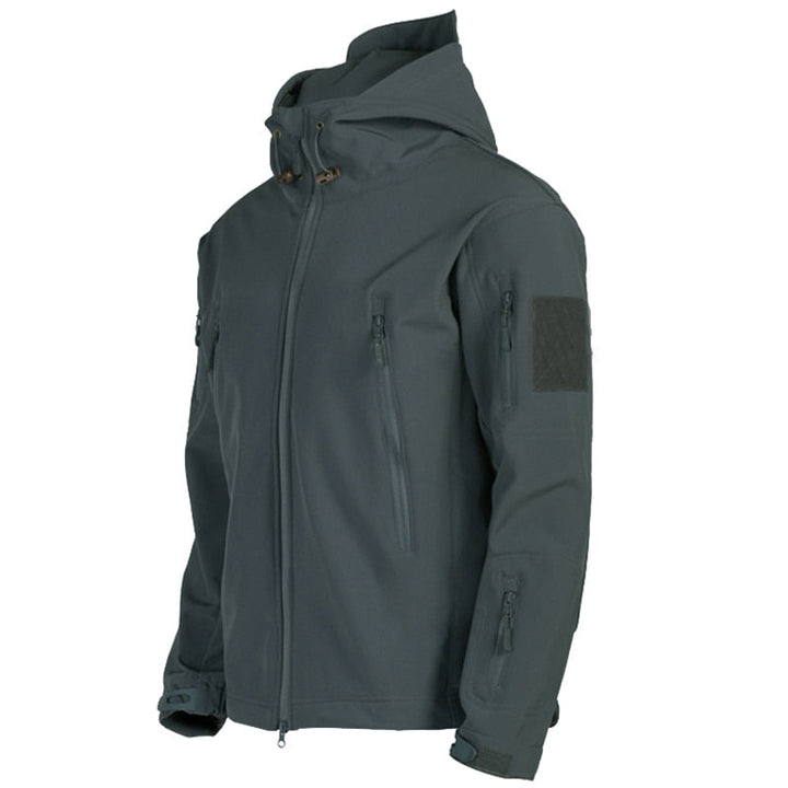 Men's Tactical Waterproof Windproof Softshell Jacket with Hood - Kai-Gray-S-Nora Luxe