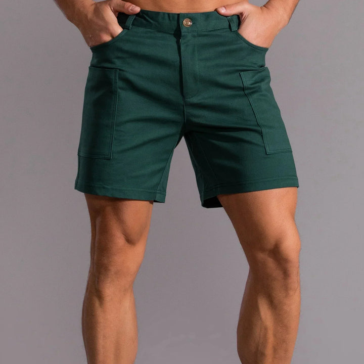 Men's utility shorts made from stretch cotton blend – Finn-Dark green-XS-Nora Luxe