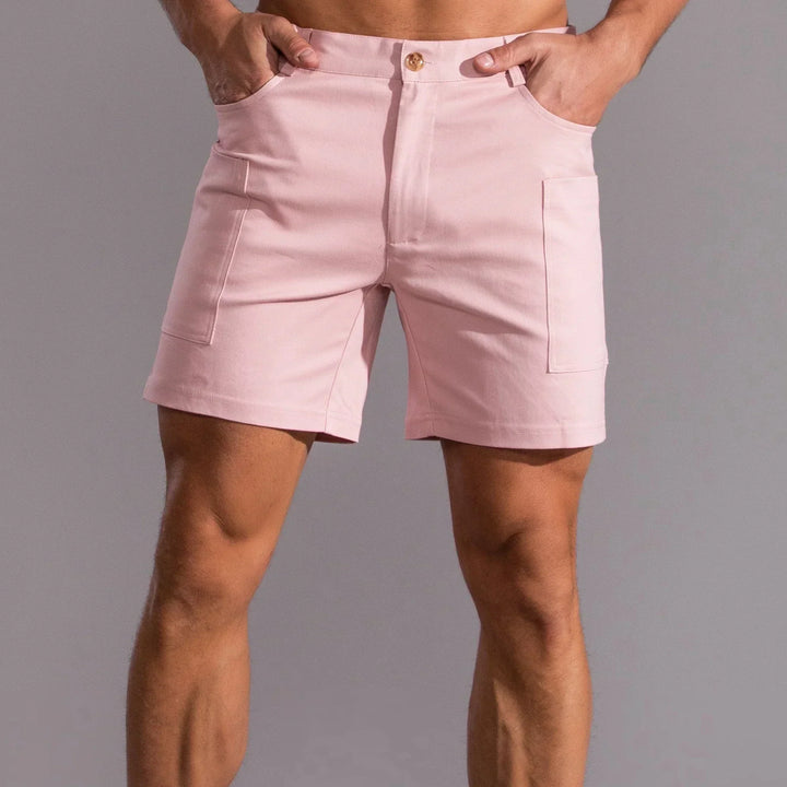 Men's utility shorts made from stretch cotton blend – Finn-Pink-XS-Nora Luxe
