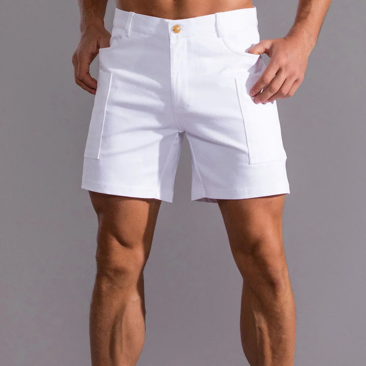 Men's utility shorts made from stretch cotton blend – Finn-White-XS-Nora Luxe