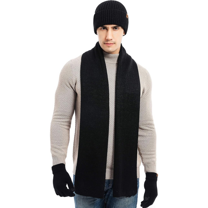 Men's Winter Beanie & Gloves Set - Victor-Black-Nora Luxe