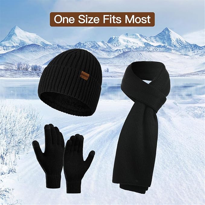 Men's Winter Beanie & Gloves Set - Victor-Dark Blue-Nora Luxe