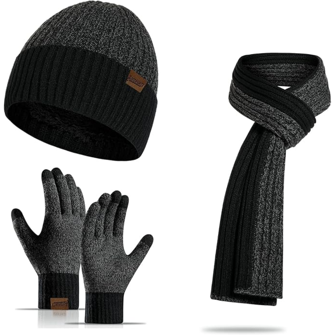 Men's Winter Beanie & Gloves Set - Victor-Dark Blue-Nora Luxe