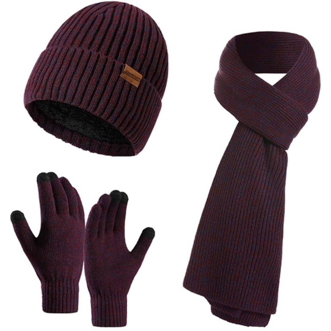Men's Winter Beanie & Gloves Set - Victor-Dark Blue-Nora Luxe