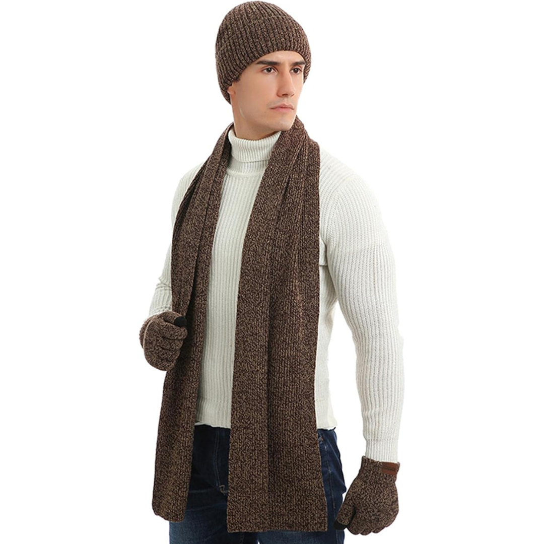 Men's Winter Beanie & Gloves Set - Victor-Khaki-Nora Luxe
