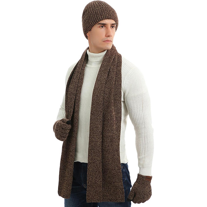 Men's Winter Beanie & Gloves Set - Victor-Khaki-Nora Luxe